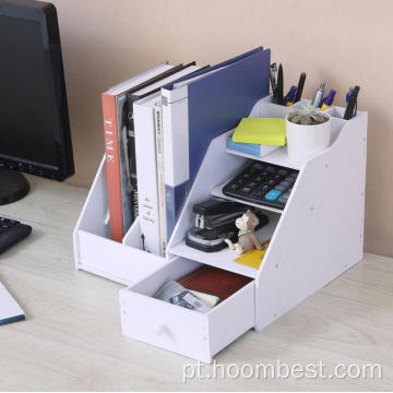 Suporte para livros, organizador de mesa, pasta vertical com lápis